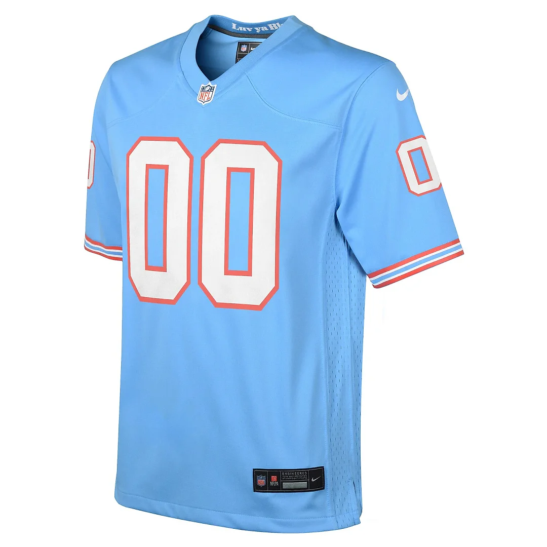 Zennovawear Tennessee Titans Youth Oilers Throwback Custom Game Jersey - Light Blue