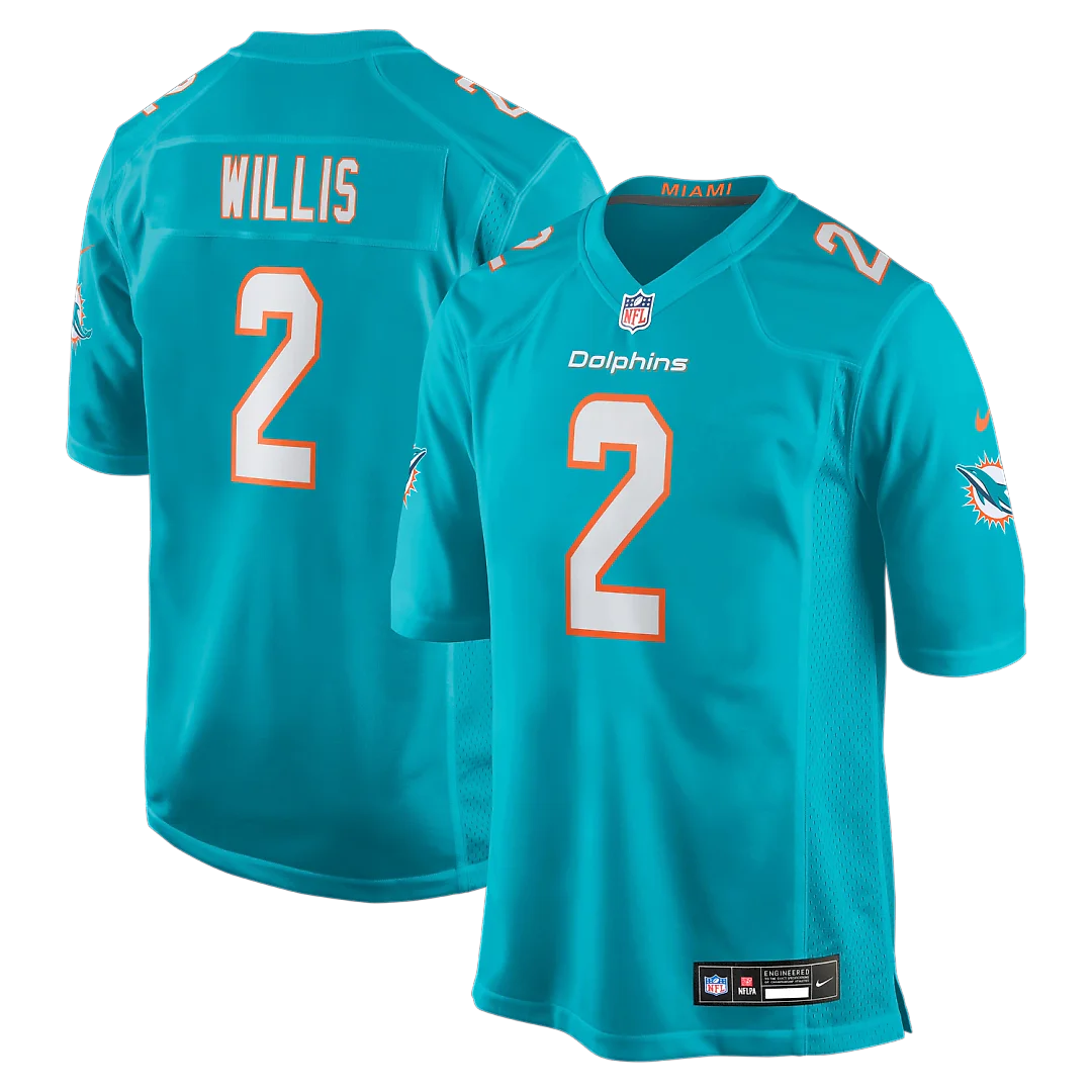 Zennovawear Malik Willis Miami Dolphins Youth Game Jersey - Teal