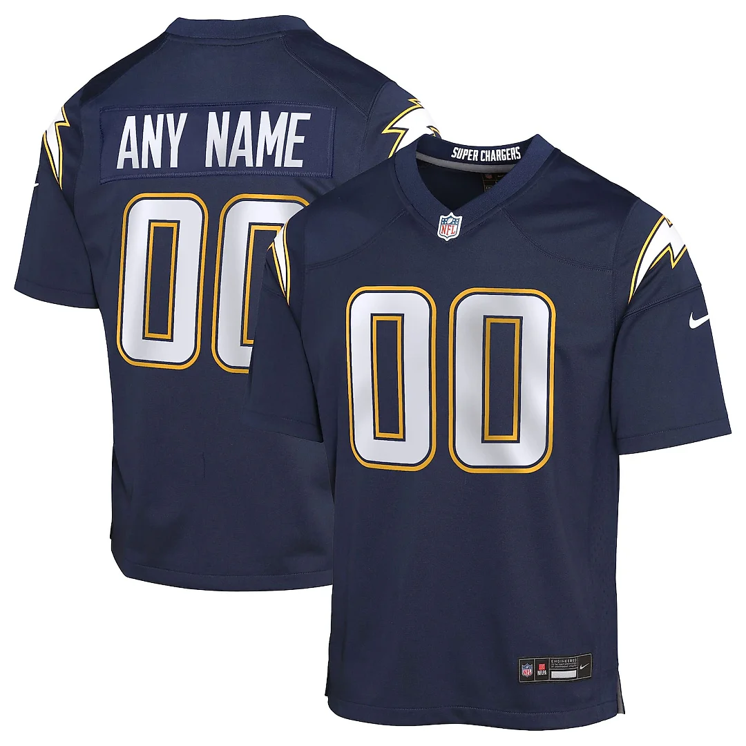 Zennovawear Los Angeles Chargers Youth Alternate Super Chargers Game Custom Jersey - Navy