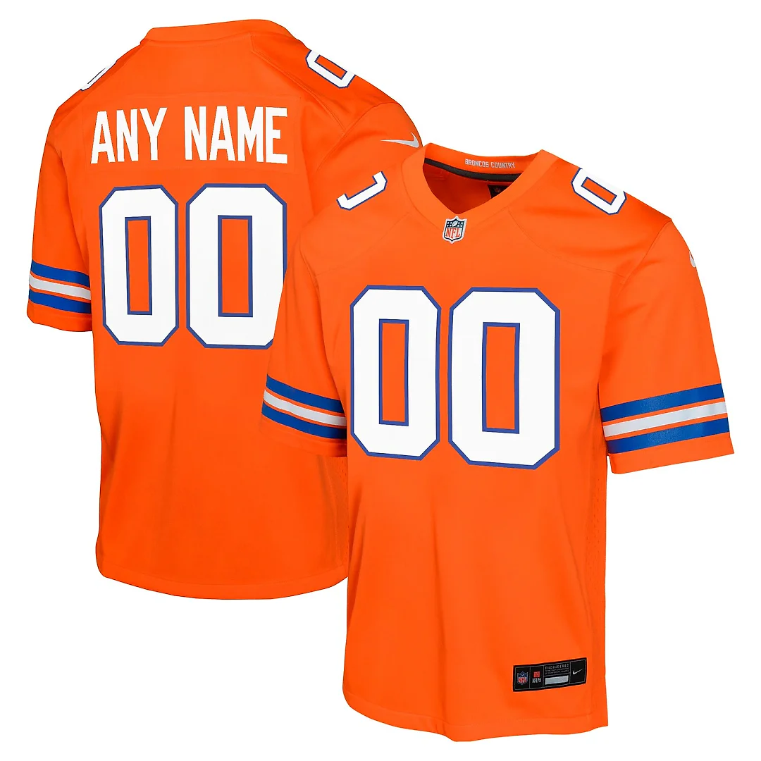 Zennovawear Denver Broncos Youth Mile High Collection 1977 Throwback Custom Game Jersey - Orange
