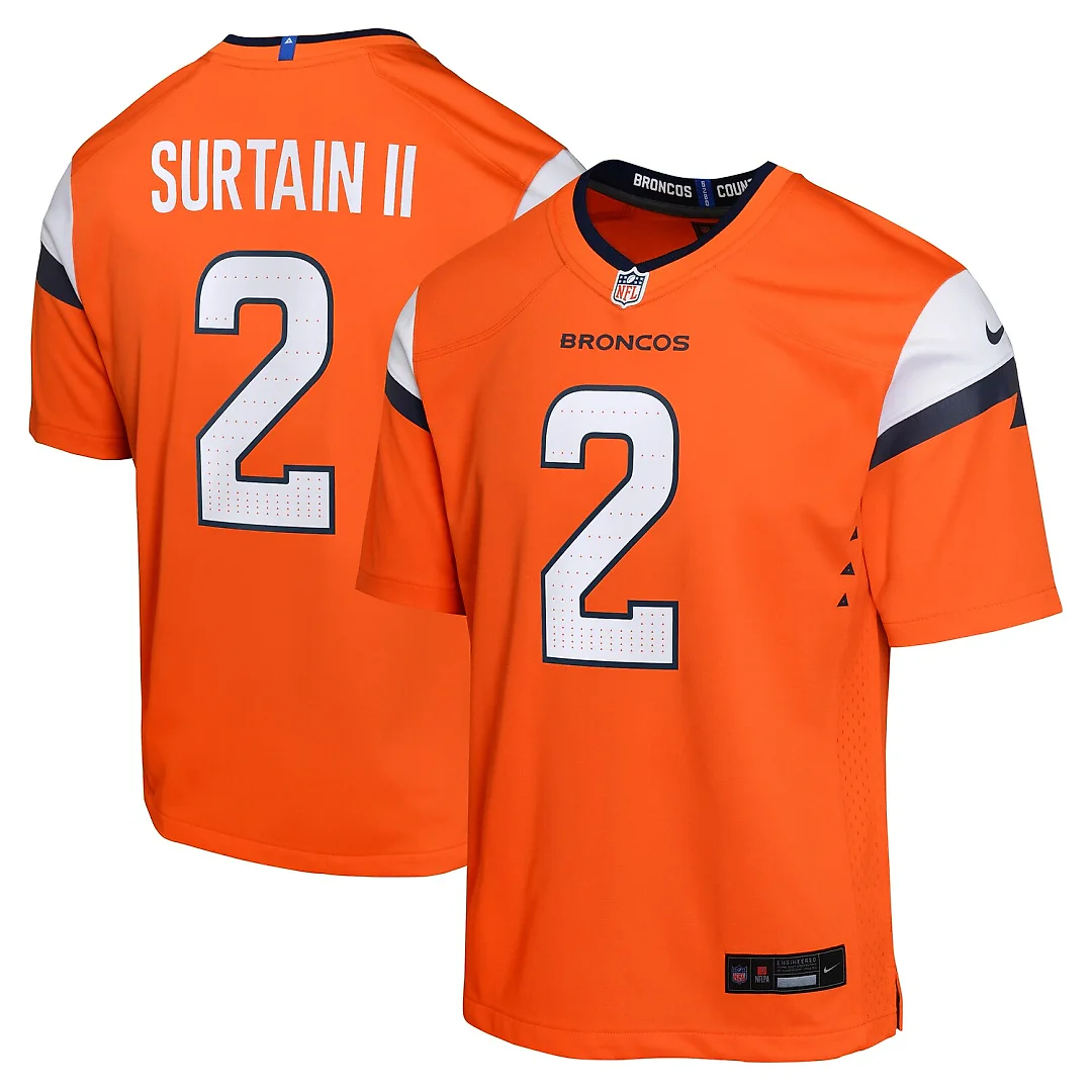 Zennovawear Patrick Surtain II Denver Broncos Youth Game Jersey - Orange
