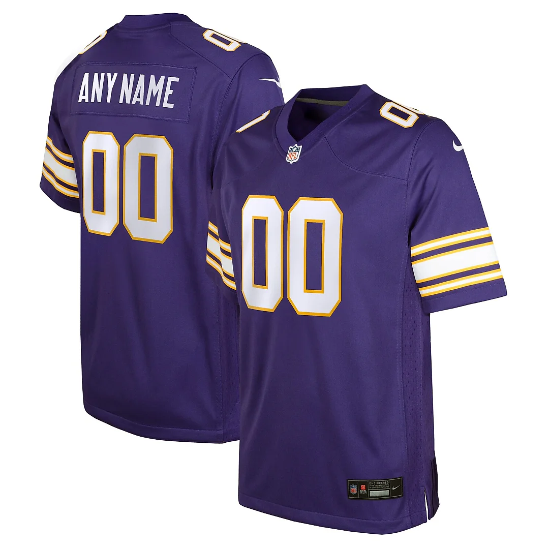 Zennovawear Minnesota Vikings Youth Classic Custom Game Jersey - Purple