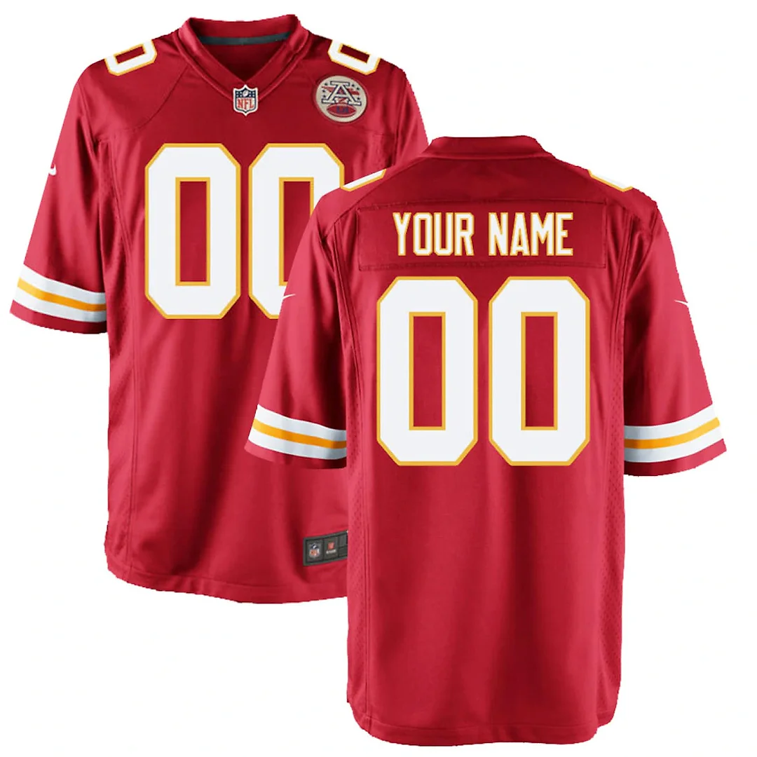Zennovawear Kansas City Chiefs Youth Custom Game Jersey - Red