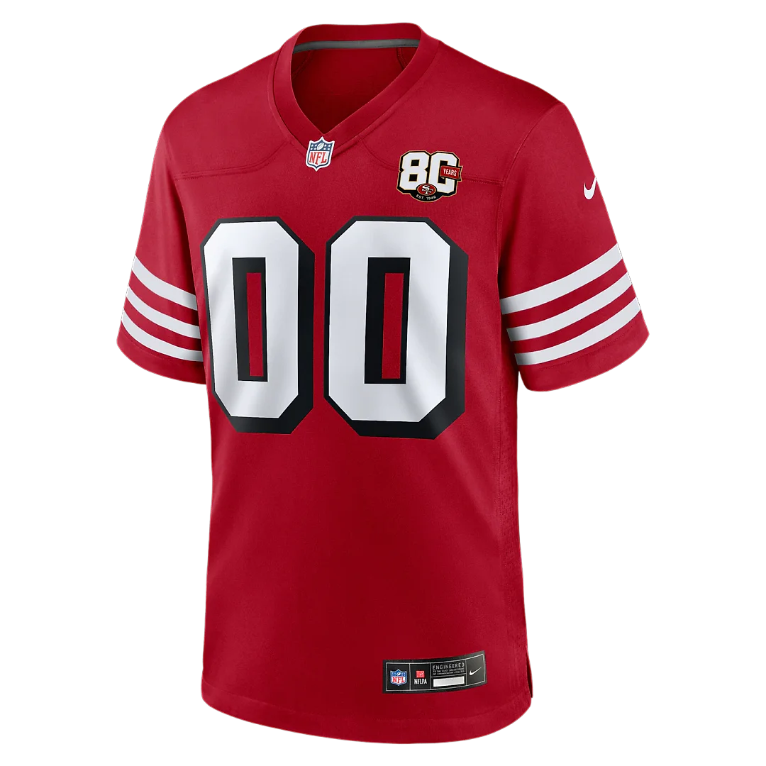 Zennovawear San Francisco 49ers Youth 80th Anniversary Alternate Custom Game Jersey - Red