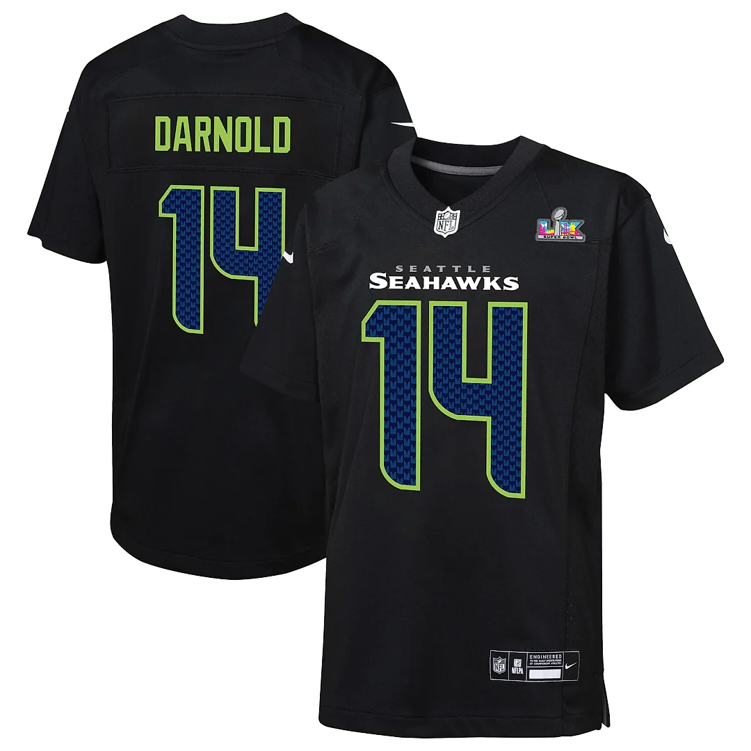 Zennovawear Sam Darnold Seattle Seahawks Youth Super Bowl LX Carbon Fashion Game Jersey - Black