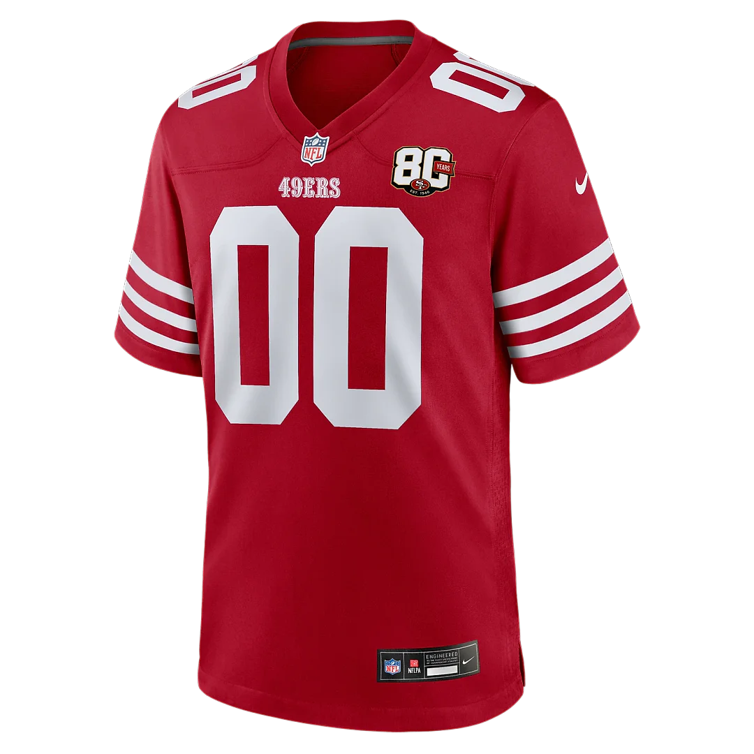 Zennovawear San Francisco 49ers Youth 80th Anniversary Custom Game Jersey - Scarlet