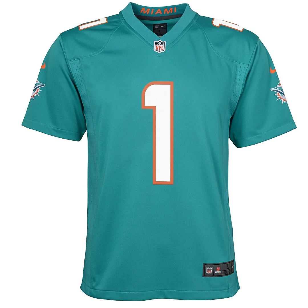 Zennovawear Tua Tagovailoa Miami Dolphins Youth Game Jersey - Aqua