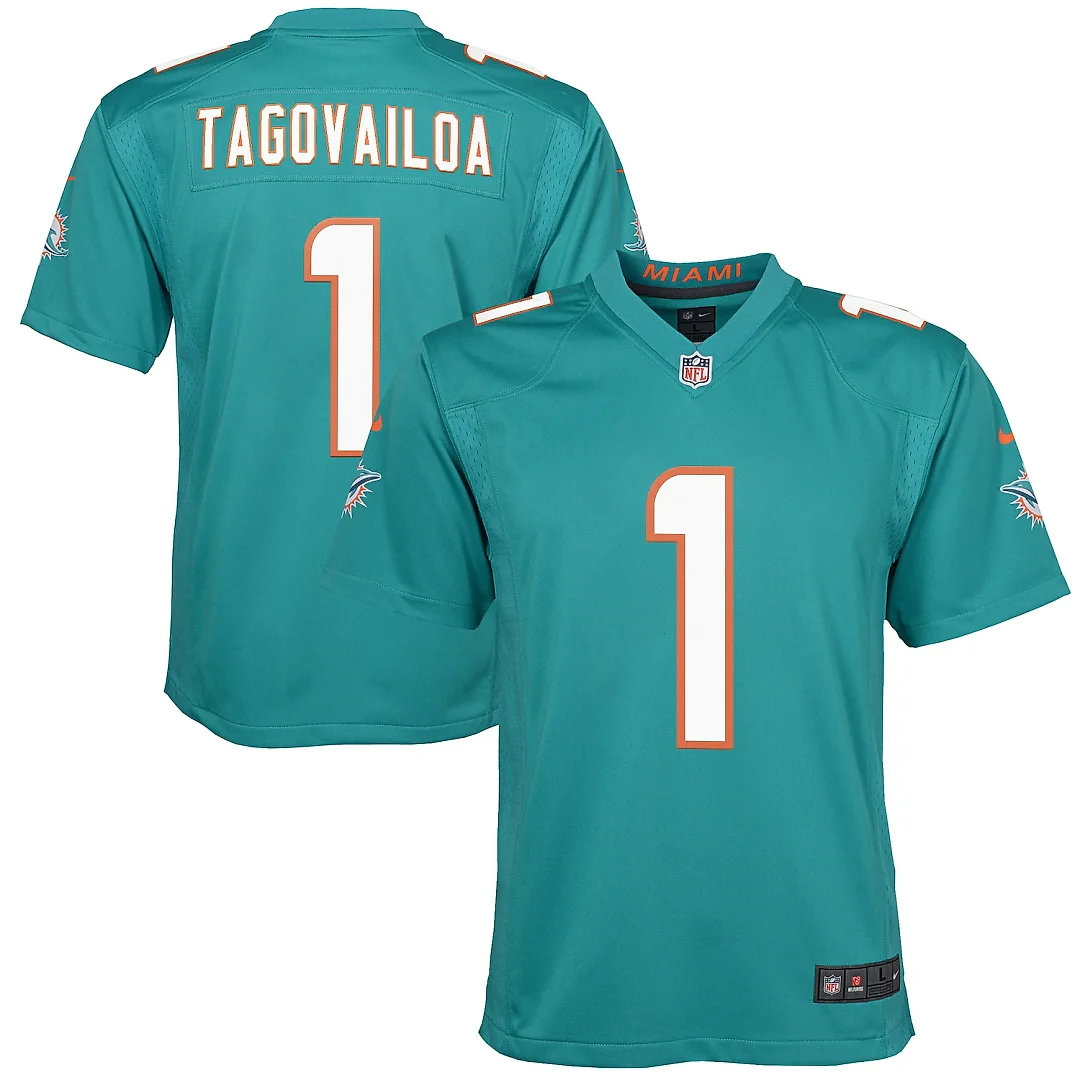 Zennovawear Tua Tagovailoa Miami Dolphins Youth Game Jersey - Aqua