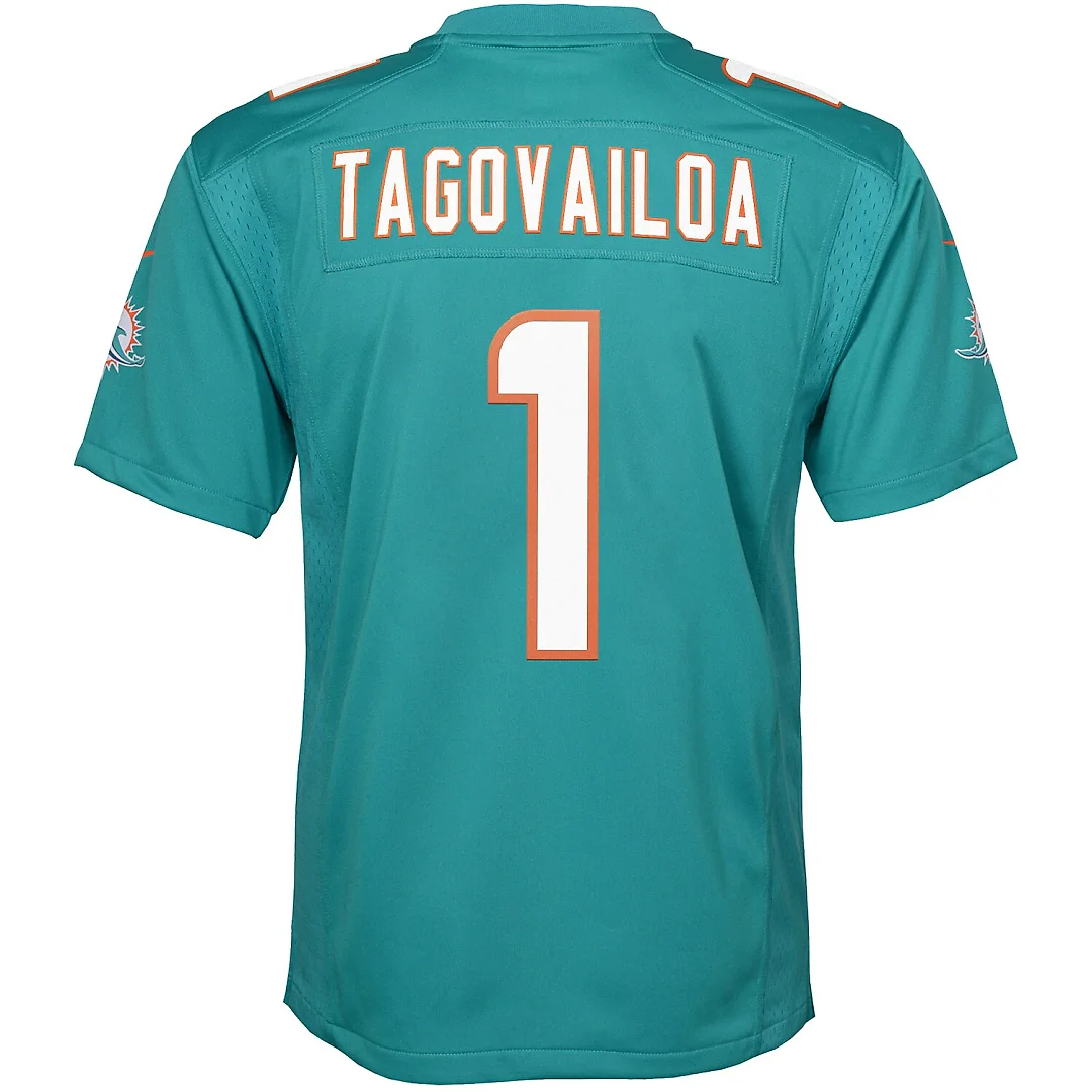 Zennovawear Tua Tagovailoa Miami Dolphins Youth Game Jersey - Aqua