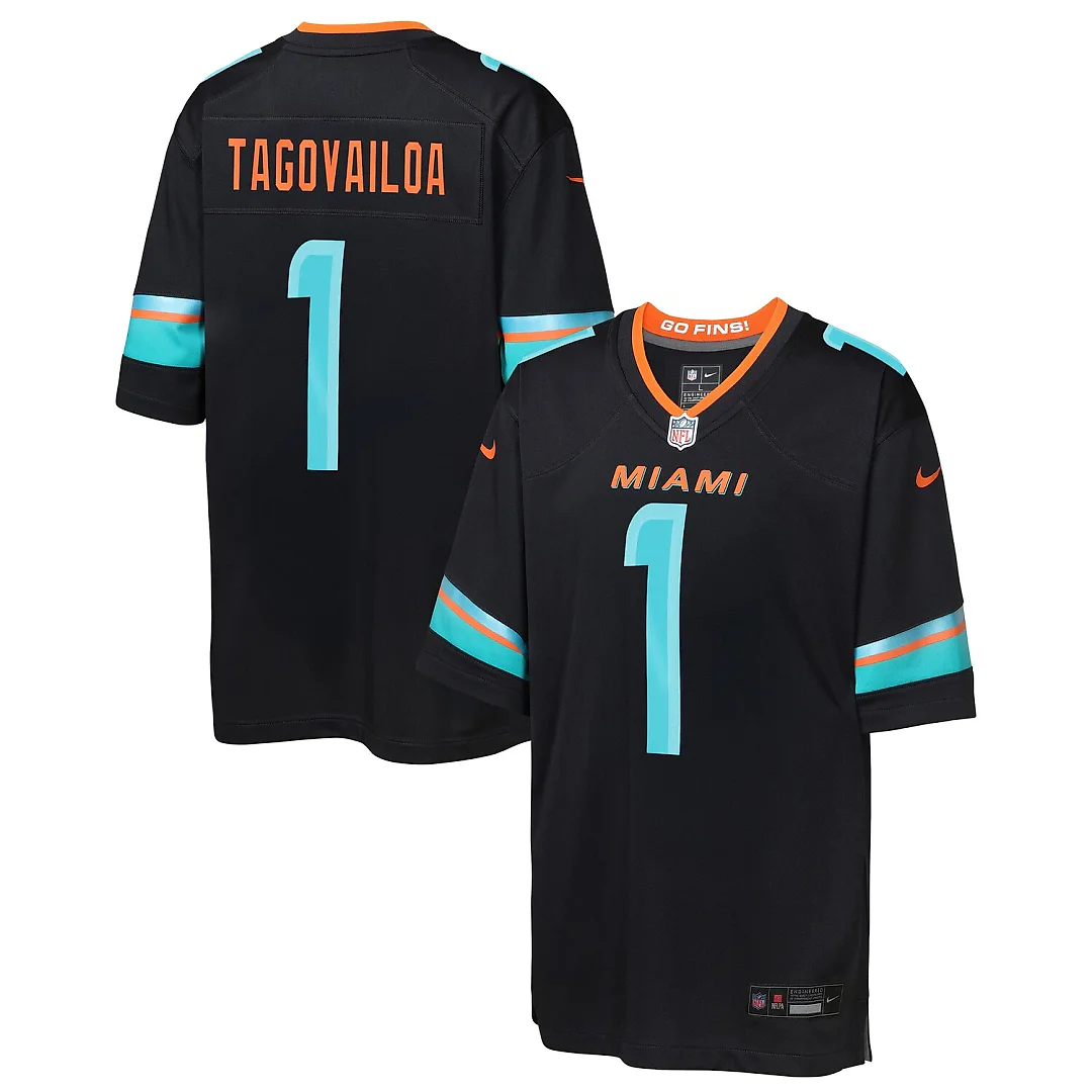 Zennovawear Tua Tagovailoa Miami Dolphins Youth 2025 Rivalries Collection Game Jersey - Pitch Blue