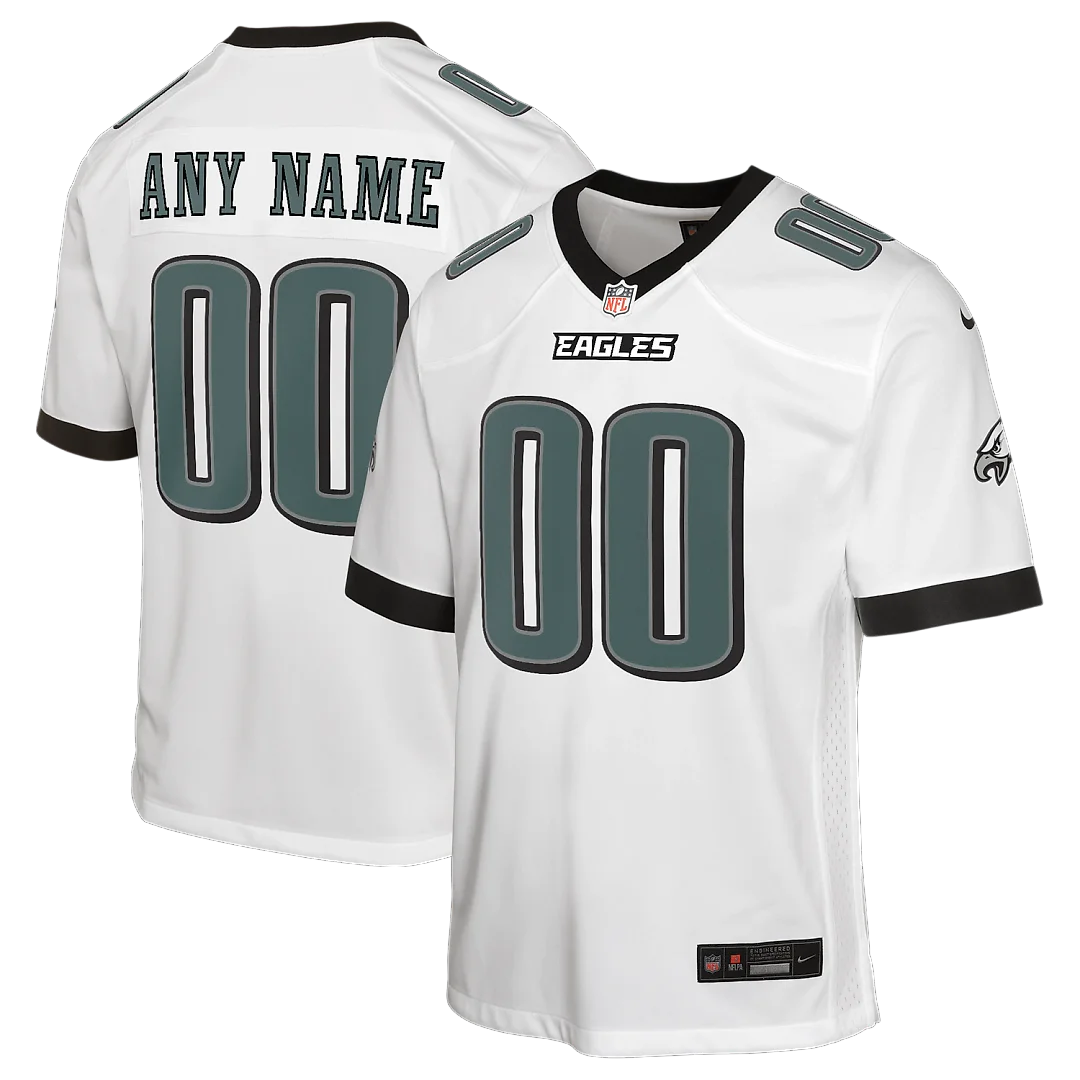 Zennovawear Philadelphia Eagles Youth Away Custom Game Jersey - White