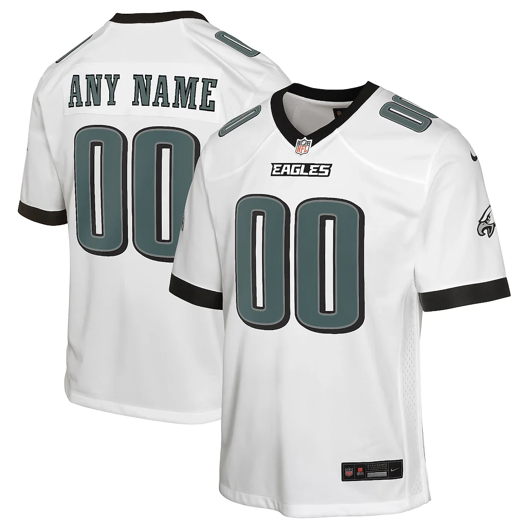 Zennovawear Philadelphia Eagles Youth Away Custom Game Jersey - White