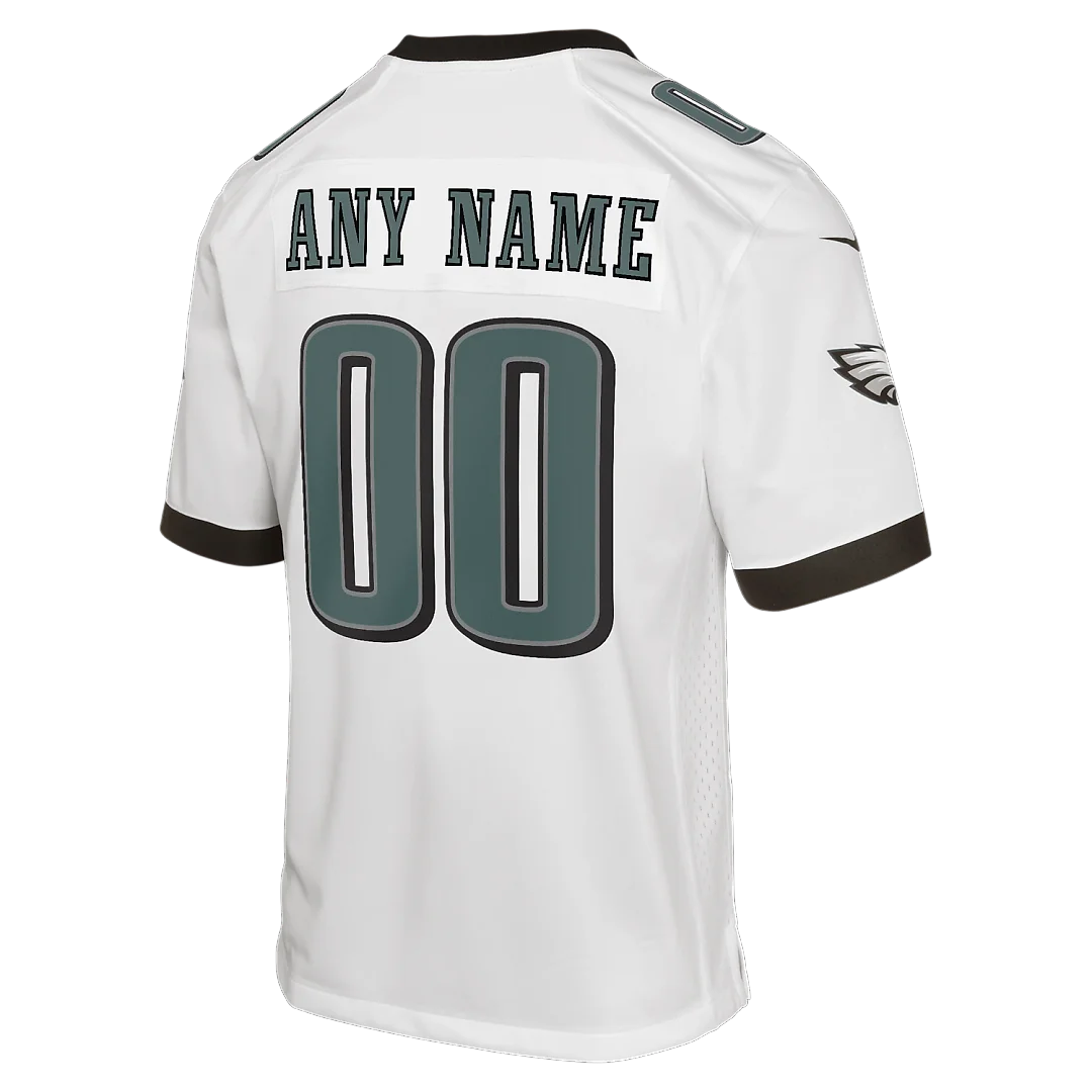 Zennovawear Philadelphia Eagles Youth Away Custom Game Jersey - White