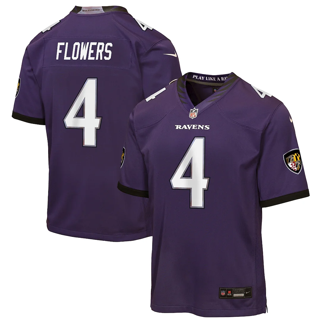 Zennovawear Zay Flowers Baltimore Ravens Youth Game Jersey - Purple
