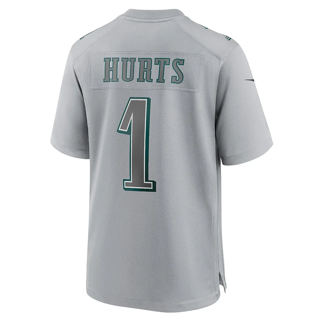 Zennovawear Youth Philadelphia Eagles Jalen Hurts Gray Super Bowl LVII Patch Atmosphere Fashion Game Jersey