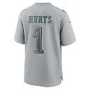 Zennovawear Youth Philadelphia Eagles Jalen Hurts Gray Super Bowl LVII Patch Atmosphere Fashion Game Jersey