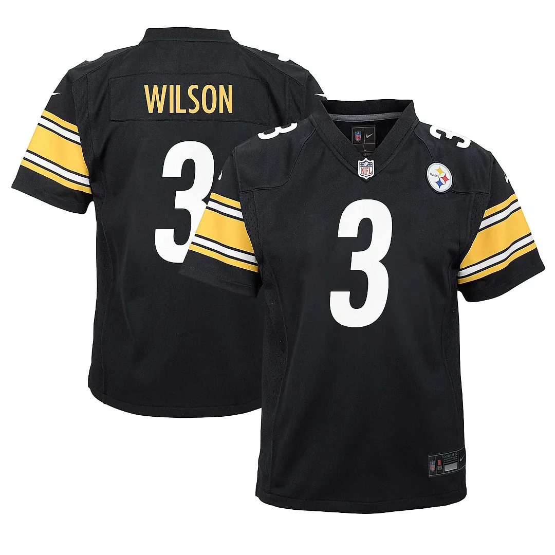 Zennovawear Youth Pittsburgh Steelers Russell Wilson Black Team Player Game Jersey