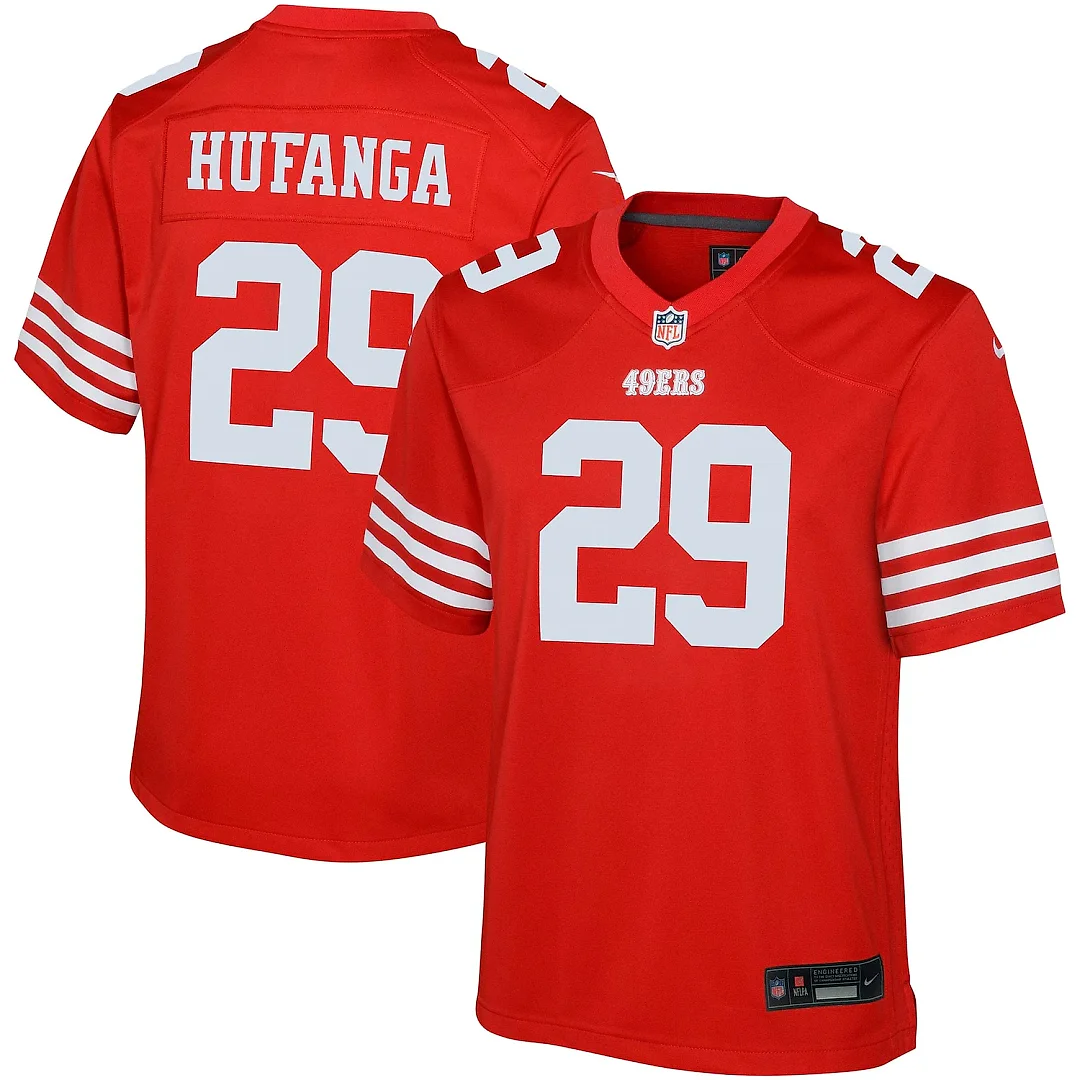 Zennovawear Youth San Francisco 49ers Talanoa Hufanga Scarlet Game Jersey