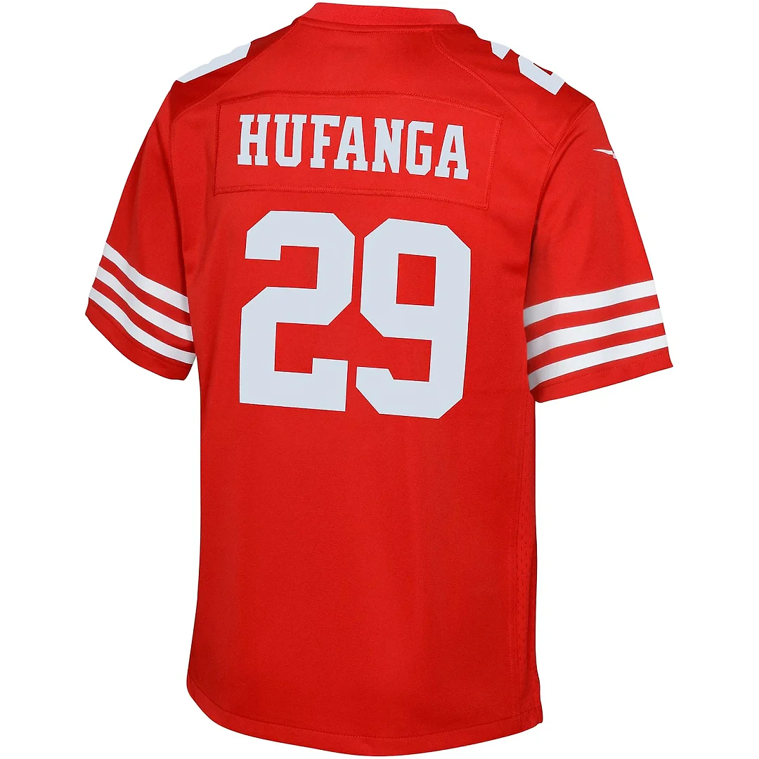 Zennovawear Youth San Francisco 49ers Talanoa Hufanga Scarlet Game Jersey