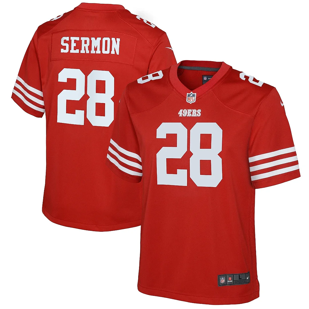 Zennovawear Youth San Francisco 49ers Trey Sermon Scarlet Game Jersey