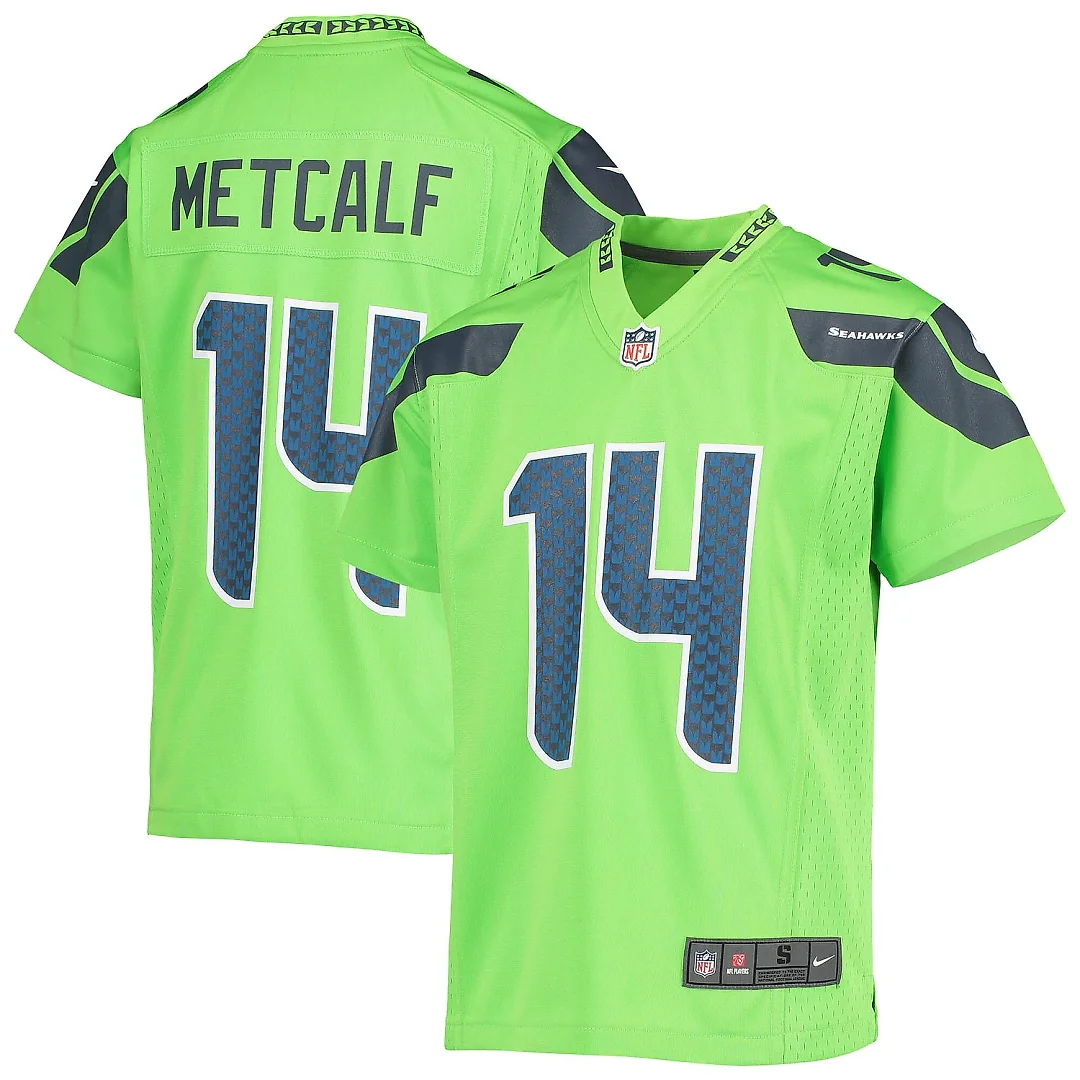 Zennovawear Youth Seattle Seahawks DK Metcalf Neon Green Game Jersey