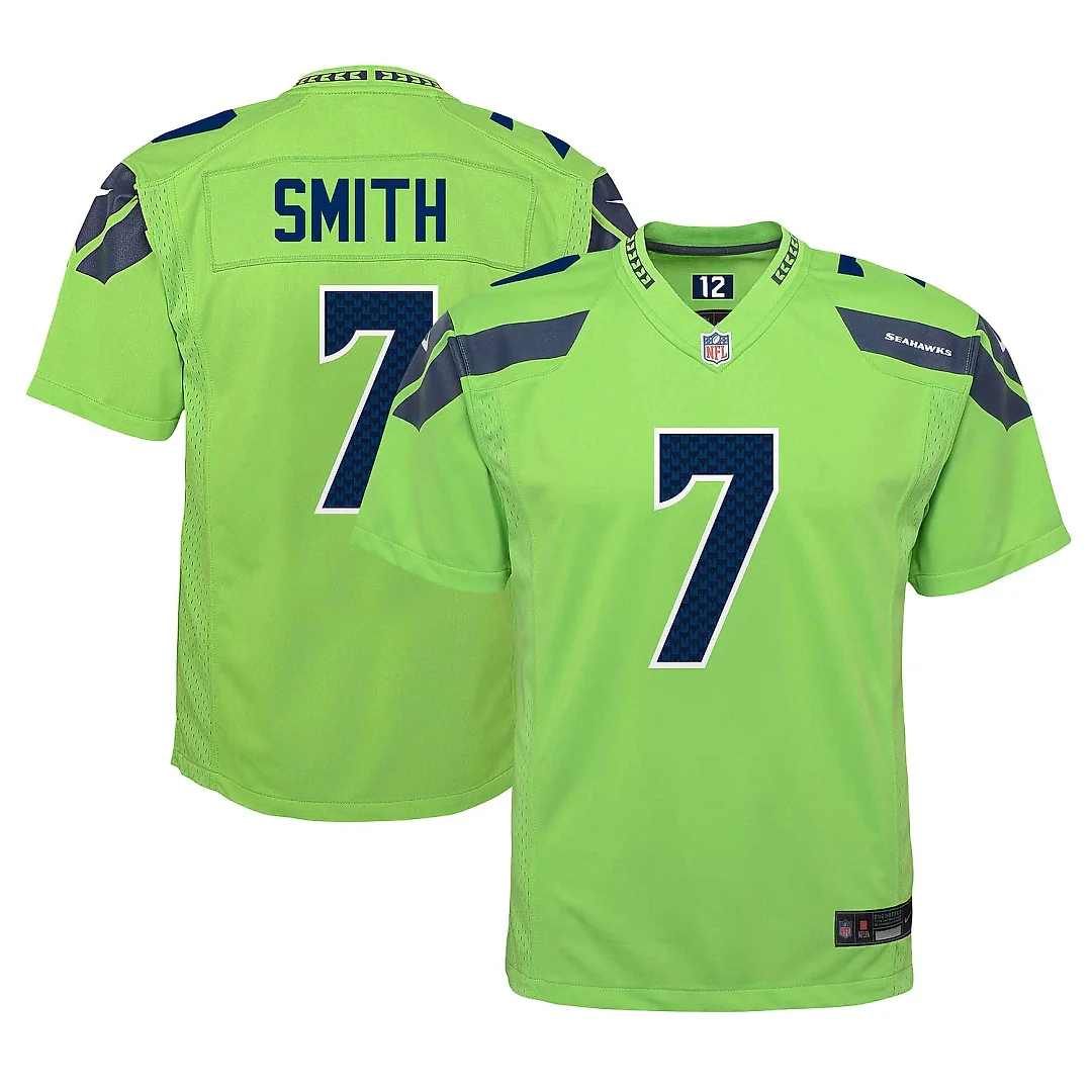 Zennovawear Youth Seattle Seahawks Geno Smith Neon Green Alternate Player Game Jersey