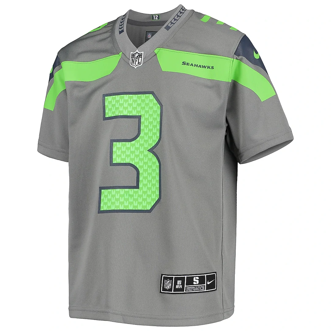 Zennovawear Youth Seattle Seahawks Russell Wilson Gray Inverted Team Game Jersey