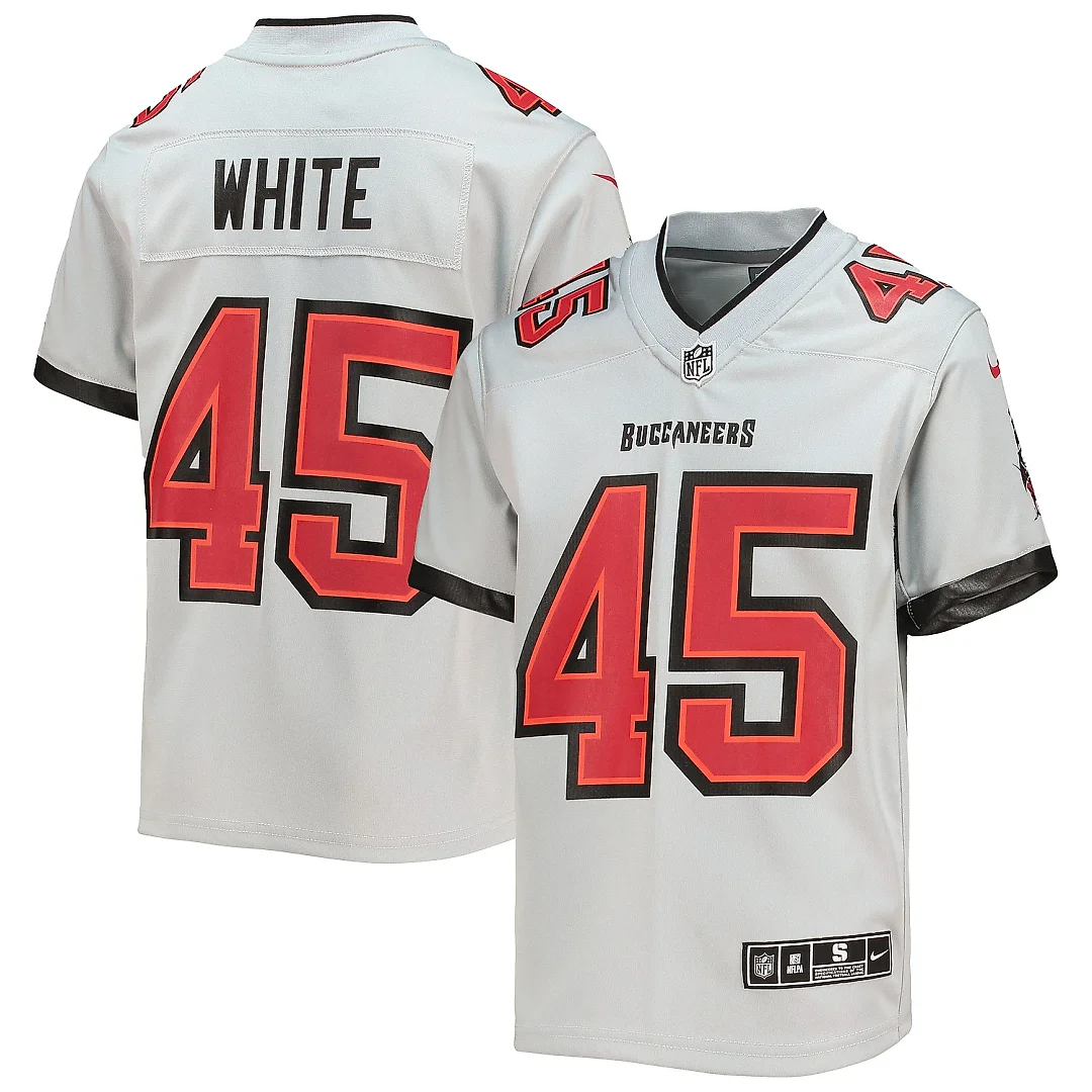 Zennovawear Youth Tampa Bay Buccaneers Devin White Gray Inverted Team Game Jersey