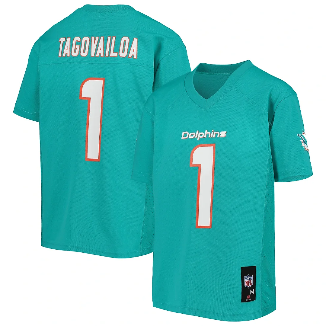 Zennovawear Tua Tagovailoa Miami Dolphins Youth Replica Jersey - Aqua