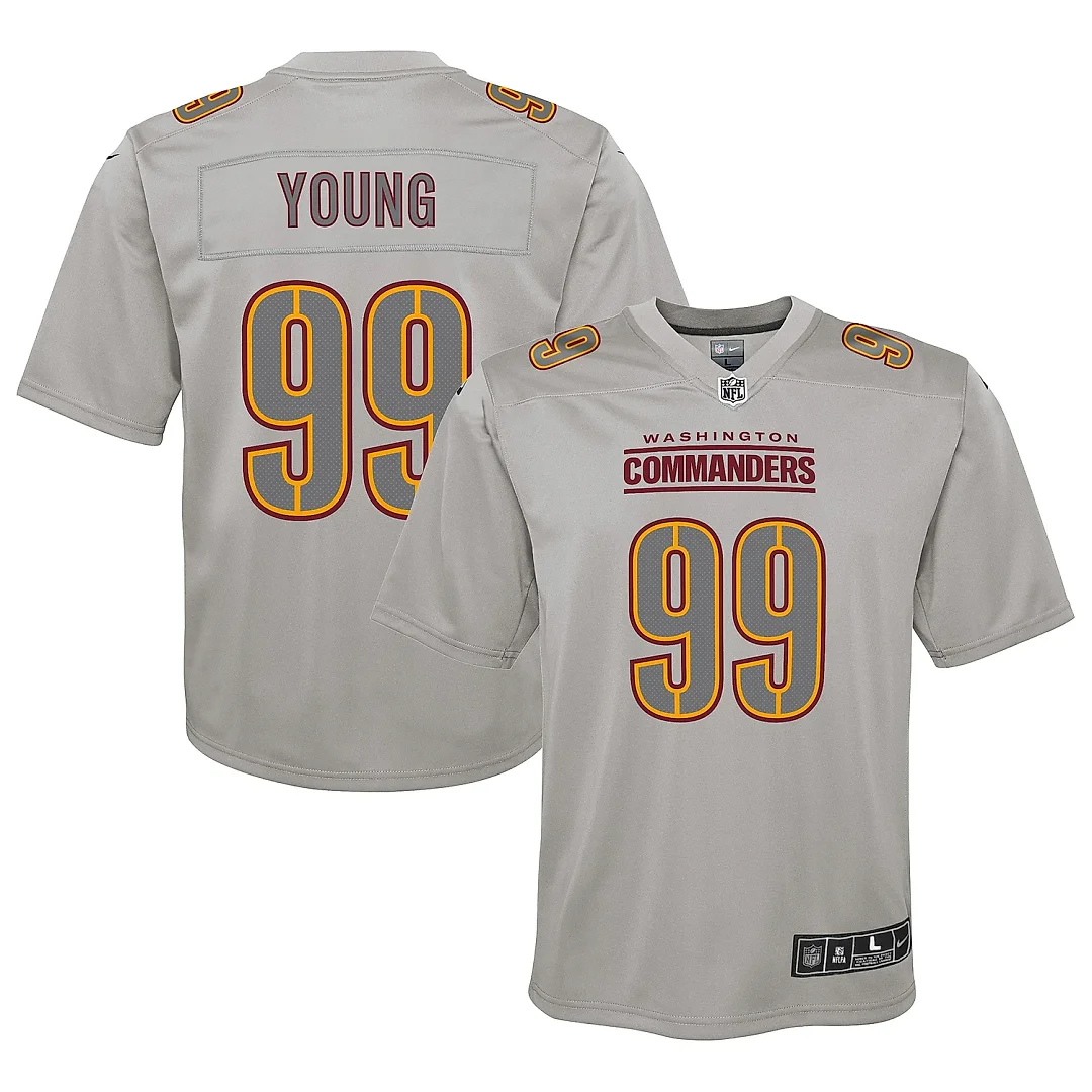 Zennovawear Youth Washington Commanders Chase Young Gray Atmosphere Fashion Game Jersey