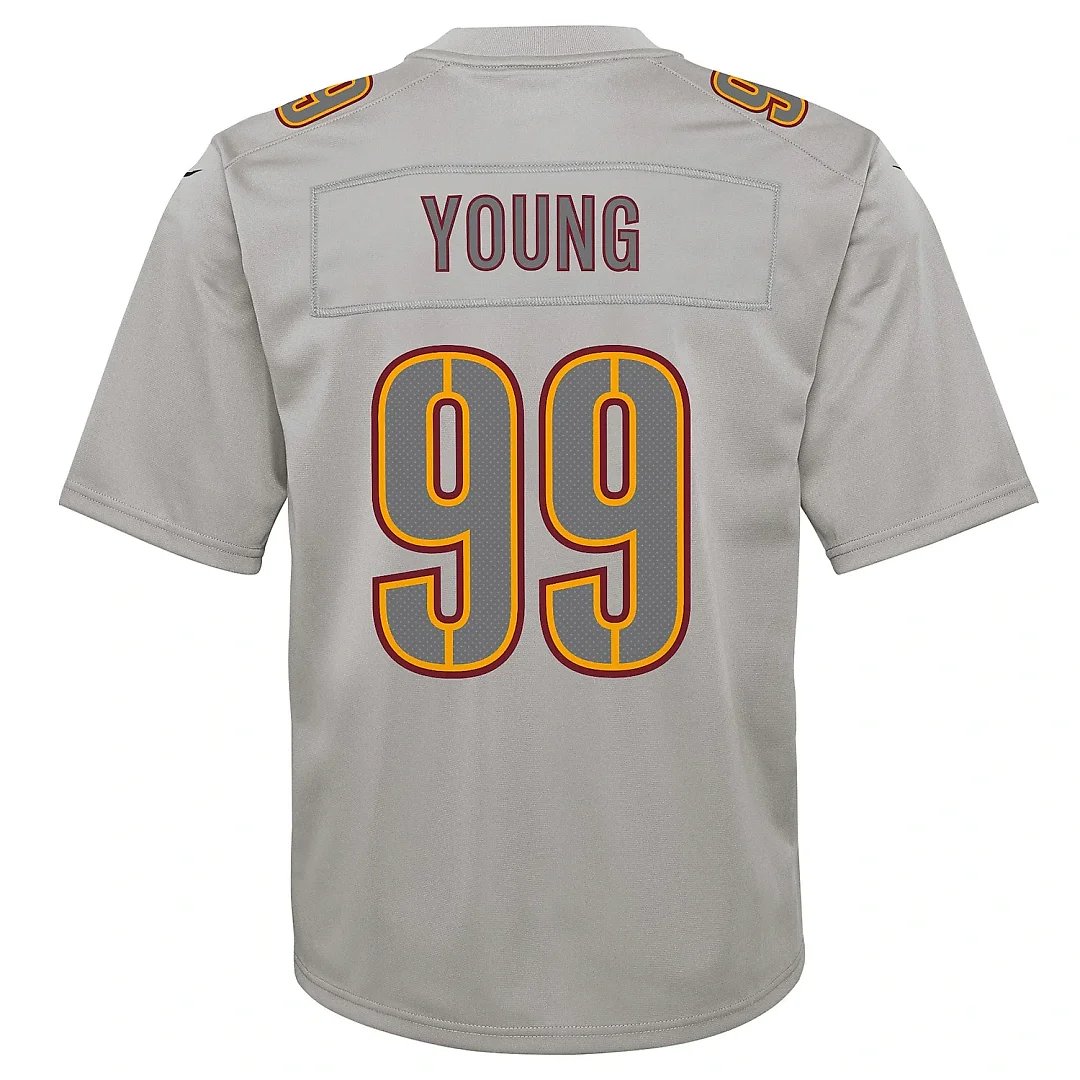 Zennovawear Youth Washington Commanders Chase Young Gray Atmosphere Fashion Game Jersey