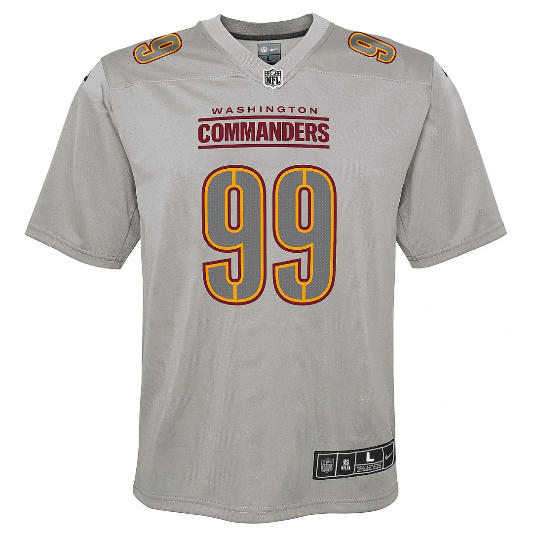 Zennovawear Youth Washington Commanders Chase Young Gray Atmosphere Fashion Game Jersey