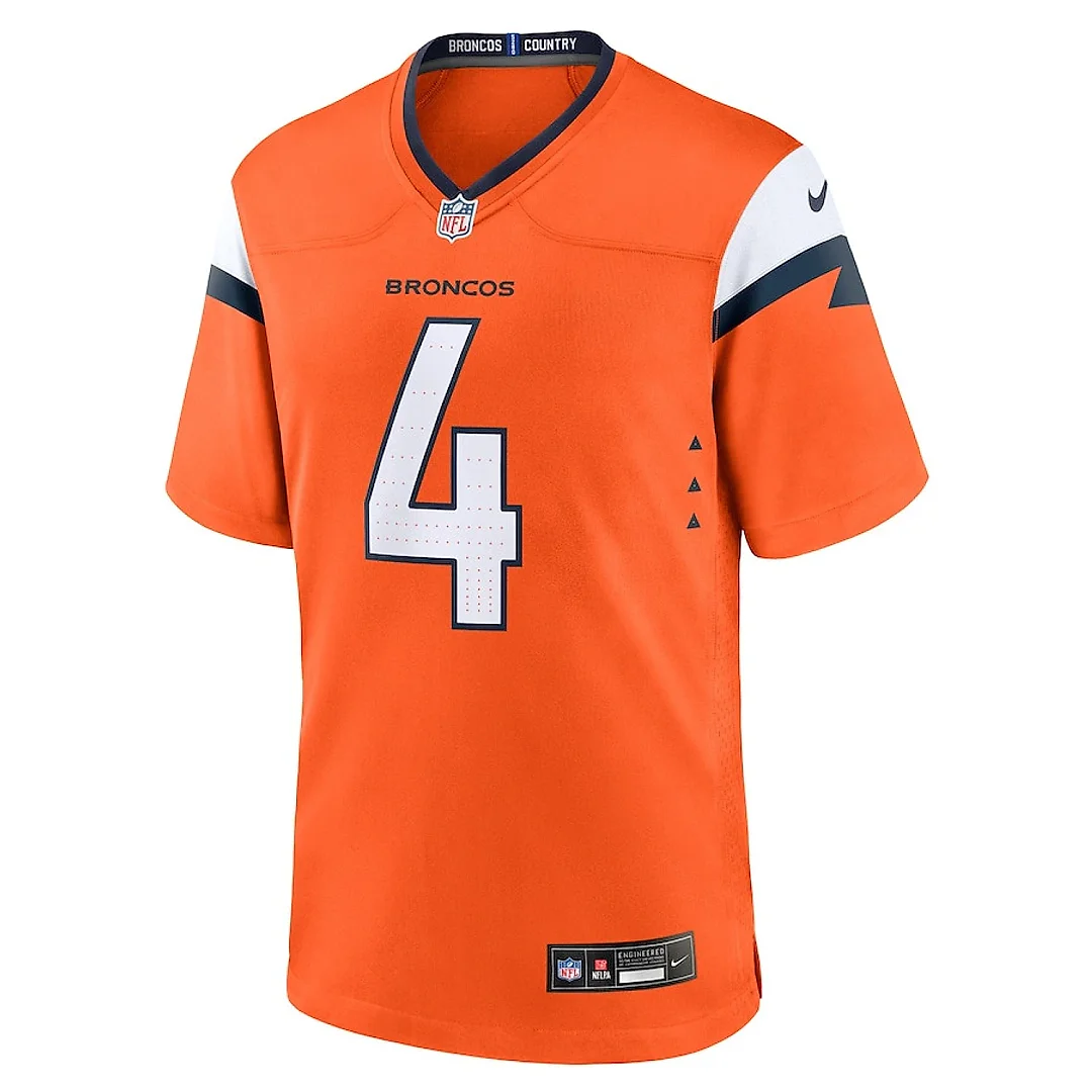 Zennovawear Zach Wilson 4 Denver Broncos Team Game Men Jersey - Orange