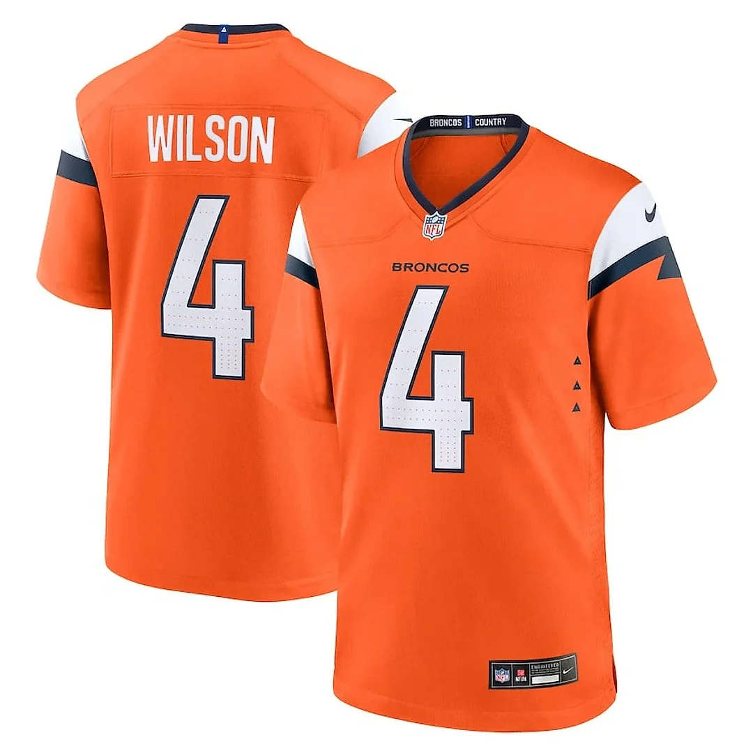 Zennovawear Zach Wilson 4 Denver Broncos Team Game Men Jersey - Orange