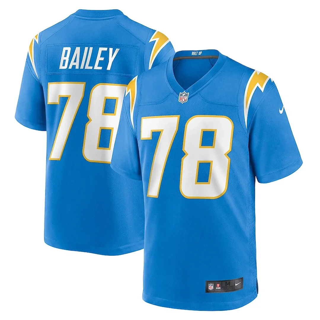 Zennovawear Zack Bailey 78 Los Angeles Chargers Team Game Men Jersey - Powder Blue