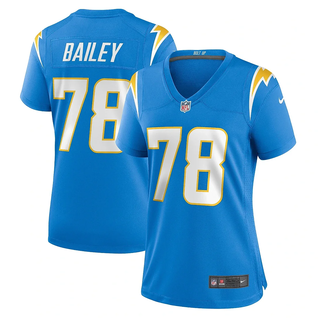 Zennovawear Zack Bailey 78 Los Angeles Chargers Women's Game Jersey - Powder Blue