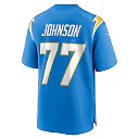 Zennovawear Zion Johnson 77 Los Angeles Chargers Men Game Jersey - Powder Blue