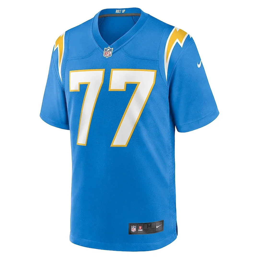 Zennovawear Zion Johnson 77 Los Angeles Chargers Men Game Jersey - Powder Blue