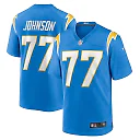 Zennovawear Zion Johnson 77 Los Angeles Chargers Men Game Jersey - Powder Blue