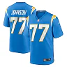 Zennovawear Zion Johnson 77 Los Angeles Chargers Men Game Jersey - Powder Blue